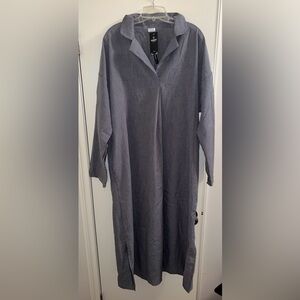Jancansi- Long Sleeve Linen Gown with Side Slit